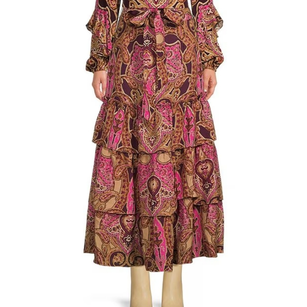 A Loves A Paisley Print Tiered Coordinating Maxi Skirt